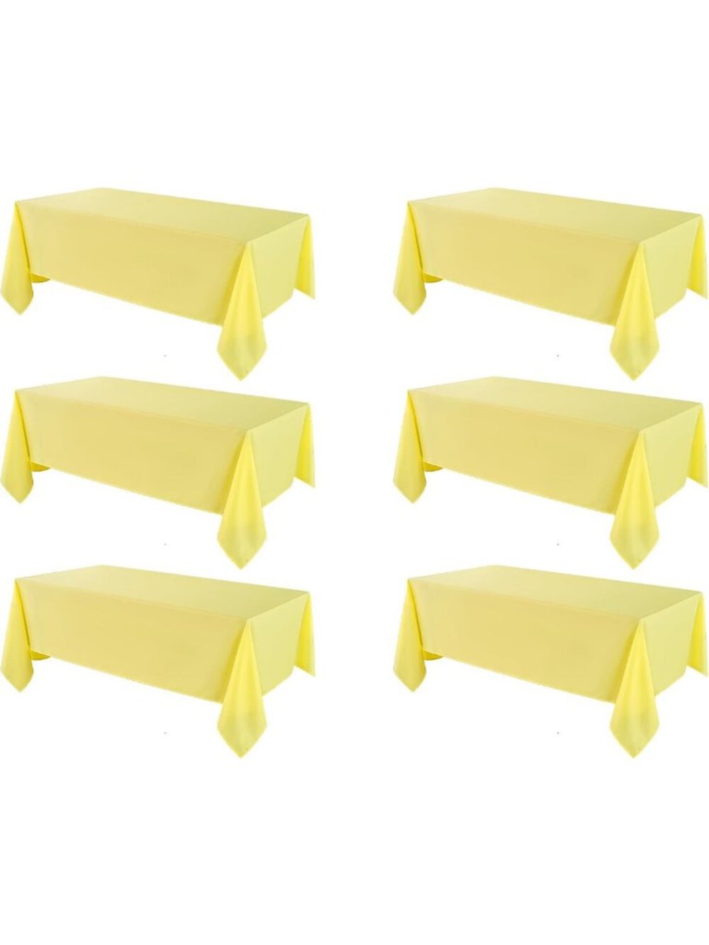 6 Pack Yellow Rectangle Tablecloths 90x132 Inch for 6ft Party & Event Tables